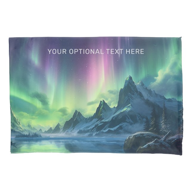 Custom Text Aurora Borealis Pillow Case (Front)