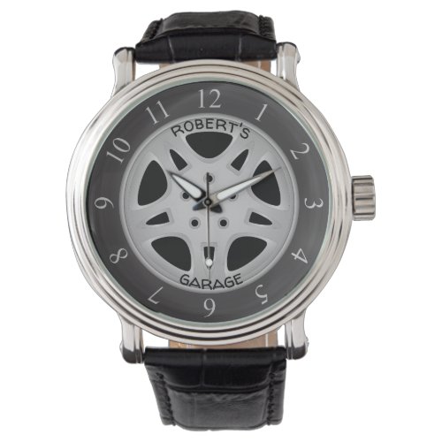 Custom Text Automobile Wheel  Tire Watch