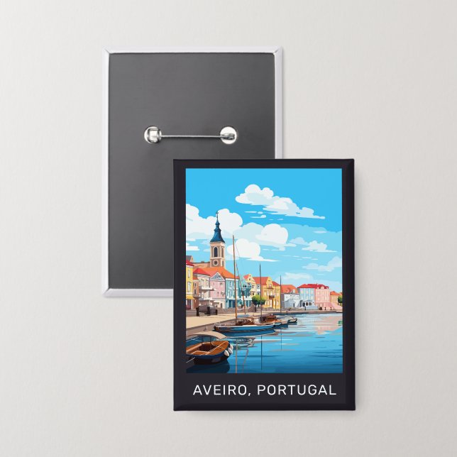 Custom Text Aveiro Portugal Button (Front/Back)