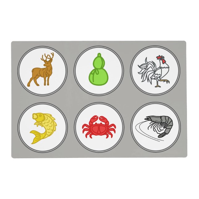 Custom Text Bầu cua cá cọp Fish Prawn Crab Mat (Front)