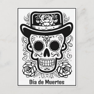 Custom text 💀 B/W (color your own) Día de Muertos Postcard