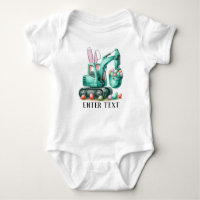 Custom Text Baby Girl Eggs Excavator Construction