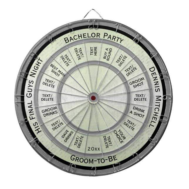 Custom Text Bachelor Party Regulation Dart Board (Front)
