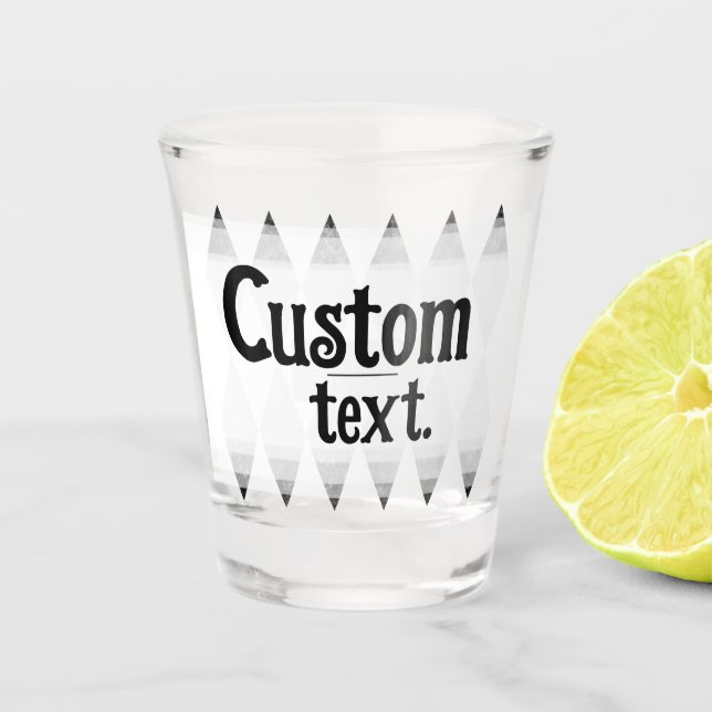 CUSTOM TEXT bachelorette argyle diamond Shot Glass (Front)