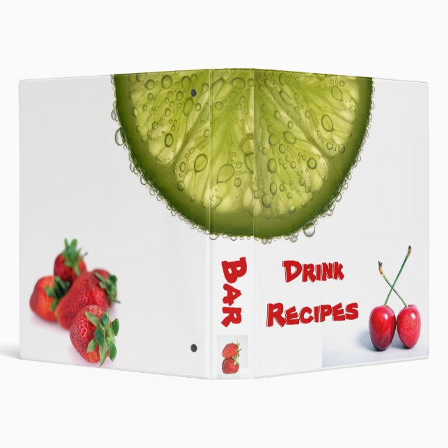 Custom Text Bar Recipes Binder 1 inch size (Background)