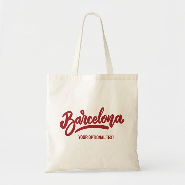 Custom Text Barcelona Tote Bag (Front)