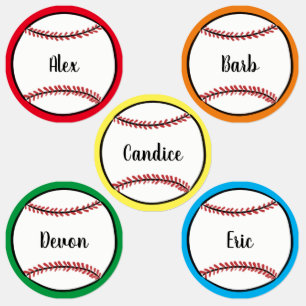 Custom Text Baseball Illustration Modern Script Labels