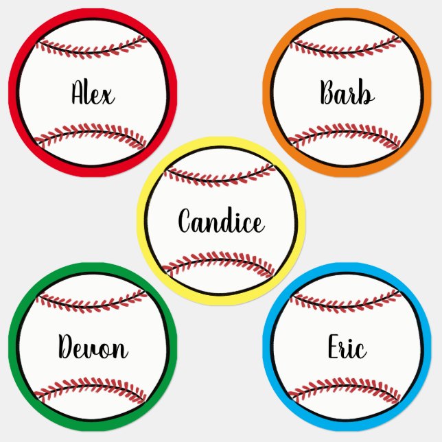 Custom Text Baseball Illustration Modern Script Labels (Group)