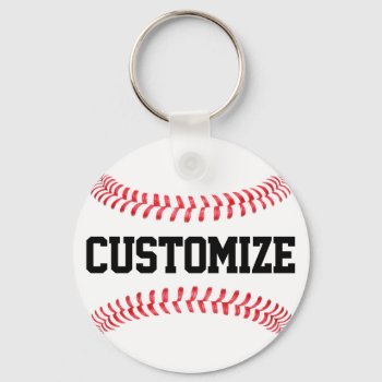 Custom Text Baseball Keychain by SoccerMomsDepot at Zazzle