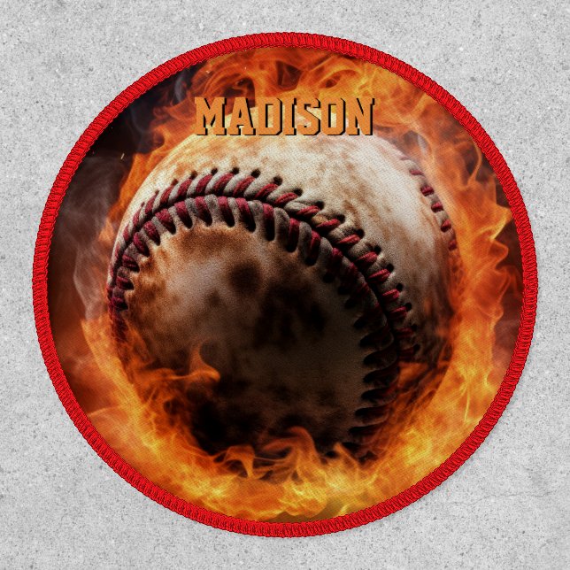 Custom Text Baseball on Fire Patch (Front)