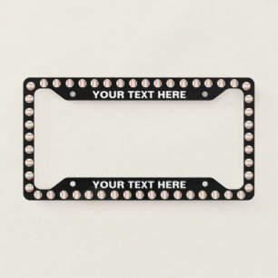 Custom Text Baseball Pattern License Plate Frame