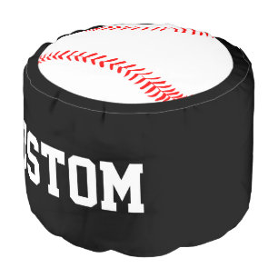 Custom Text Baseball Player Name Round Pouf