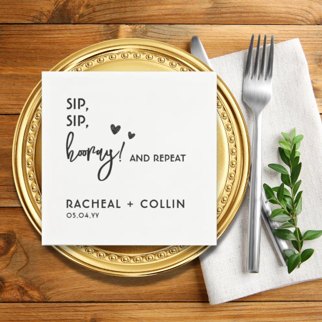 Custom Text Based Black and White Simple Wedding  Napkins (Creator Uploaded)