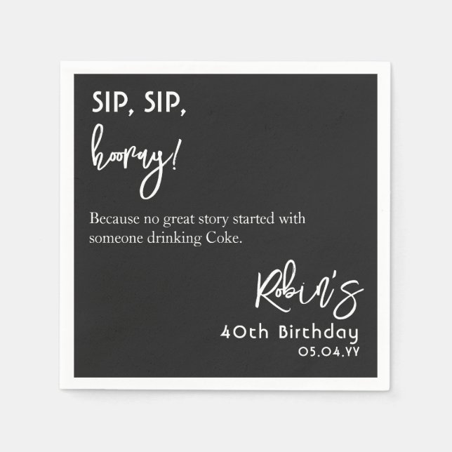 Custom Text Based Funny 40th 50th 60th Birthday Napkins (Front)