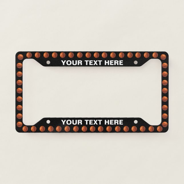 Custom Text Basketball Pattern License Plate Frame (Front)
