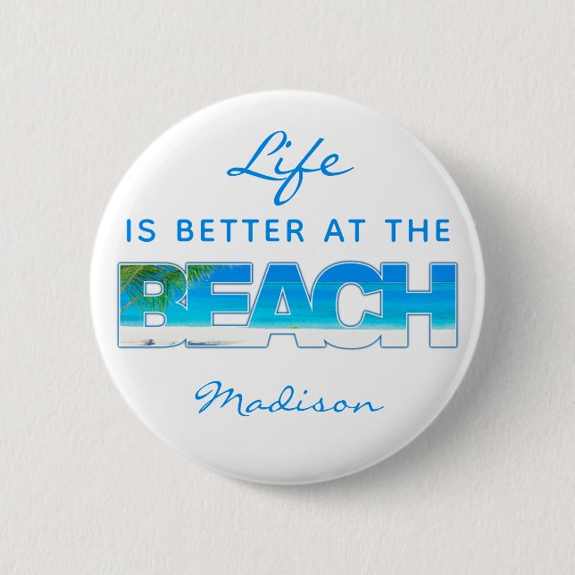 Custom text BEACH Button (Front)