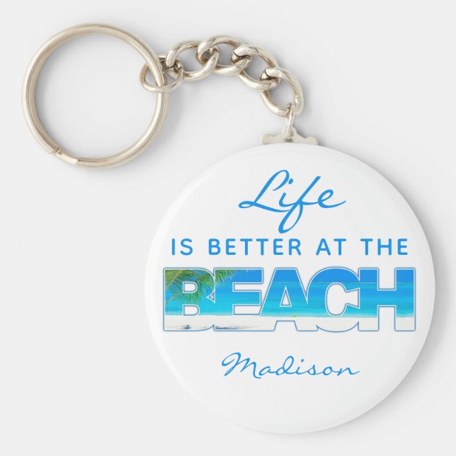 Custom text BEACH Keychain (Front)
