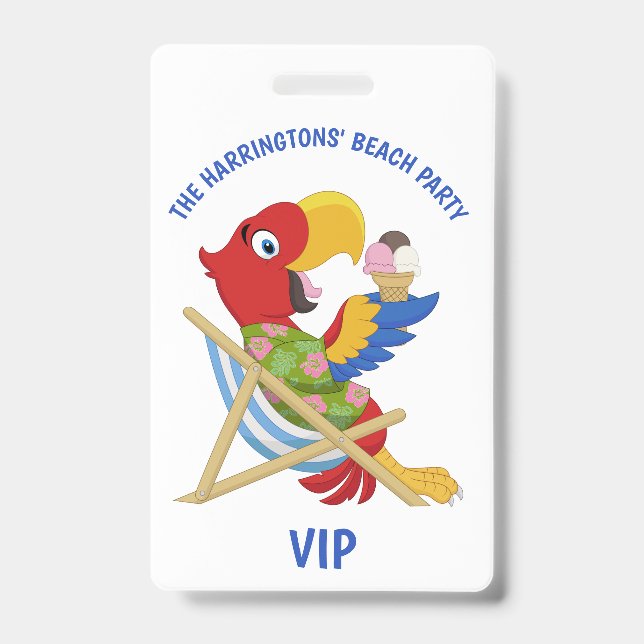 Custom text Beach Party badges (Front)