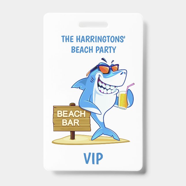 Custom text Beach Party badges (Front)
