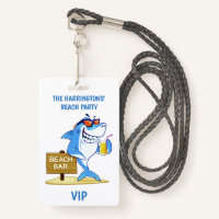Custom text Beach Party badges
