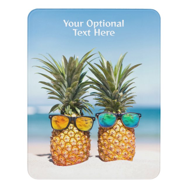 Custom Text Beach Pineapples Door Sign (Contemporary Vert)