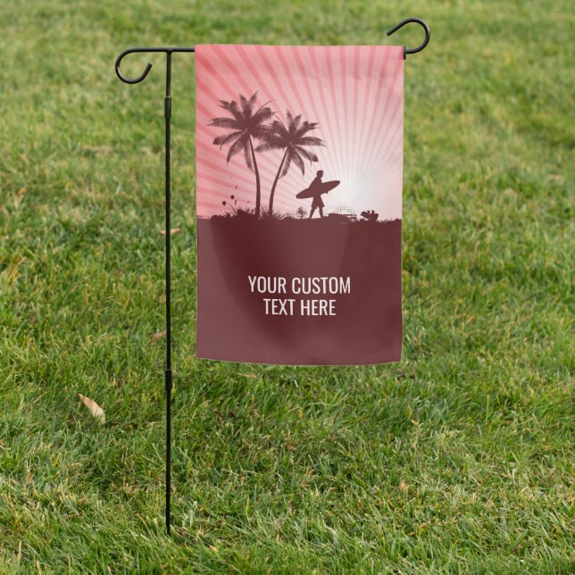 Custom Text Beach Surfer Garden Flag (In SItu)