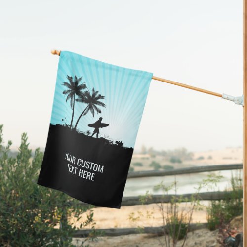 Custom Text Beach Surfer House Flag