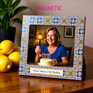 Custom text 💙 Beautiful blue Azulejos Magnetic Frame