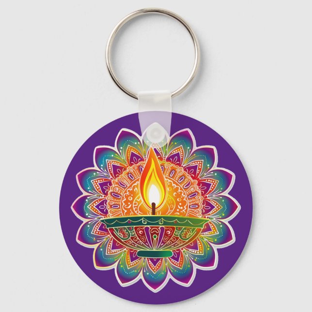 Custom text Beautiful Diwali  Keychain (Front)