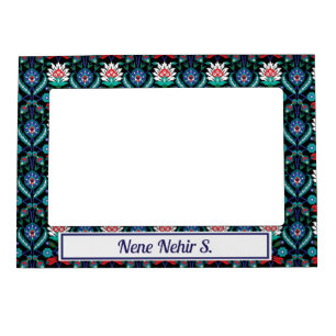 Custom text 💙❤️🖤 Beautiful Iznik Turkish pattern Magnetic Frame