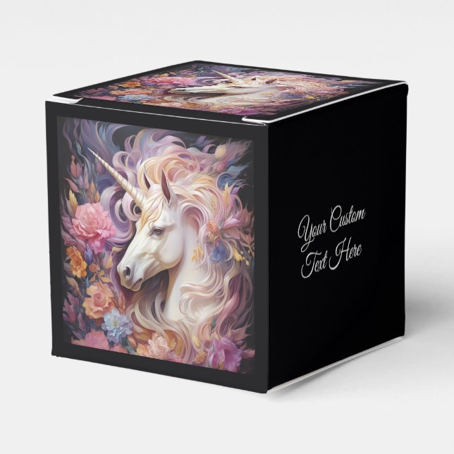 Custom Text Beautiful Unicorn Favor Boxes (Front Side)