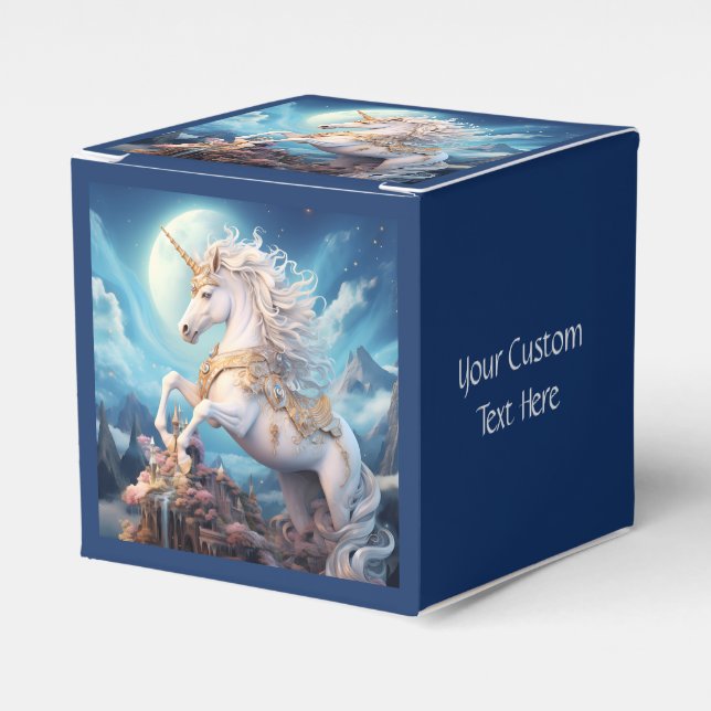Custom Text Beautiful Unicorn Favor Boxes (Front Side)