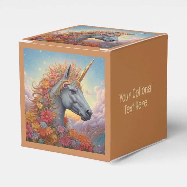 Custom Text Beautiful Unicorn Favor Boxes (Front Side)