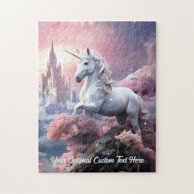 Custom Text Beautiful Unicorn Jigsaw Puzzle (Vertical)