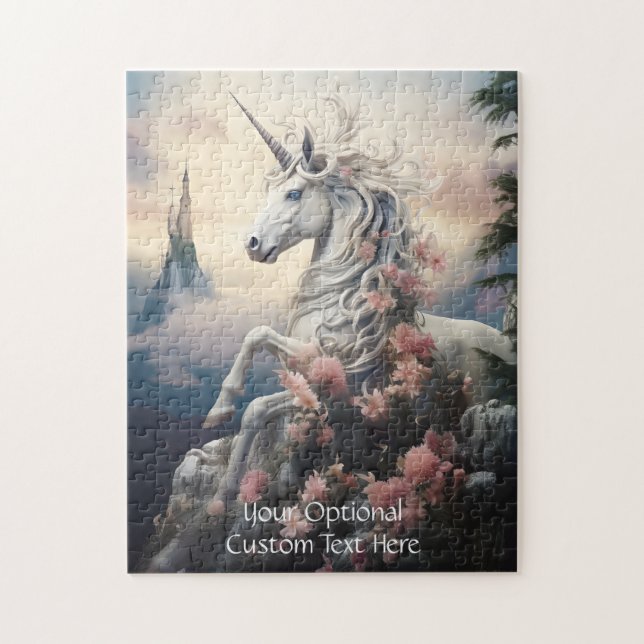 Custom Text Beautiful Unicorn Jigsaw Puzzle (Vertical)