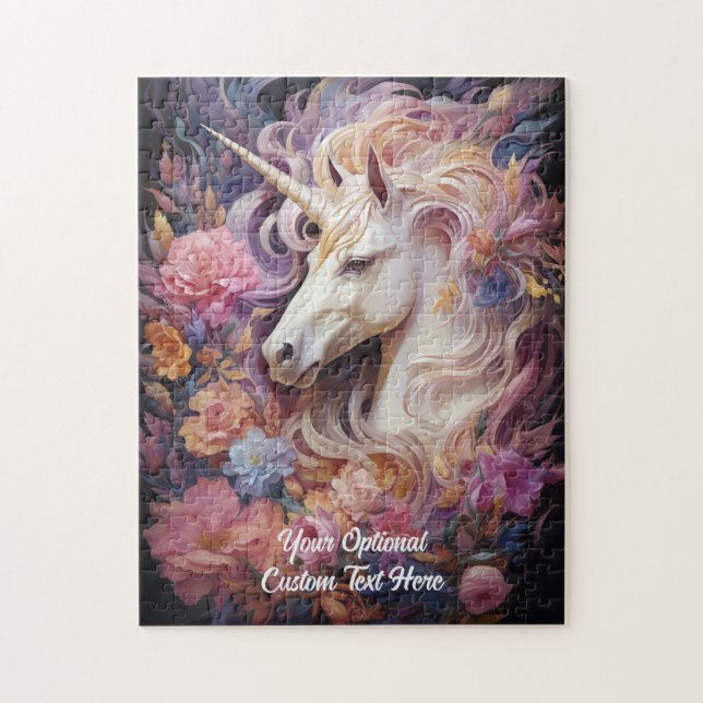 Custom Text Beautiful Unicorn Jigsaw Puzzle (Vertical)