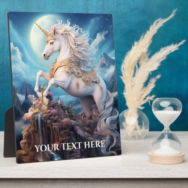 Custom Text Beautiful Unicorn Plaque (Side)