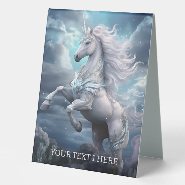 Custom Text Beautiful Unicorns Table Tent (Front)
