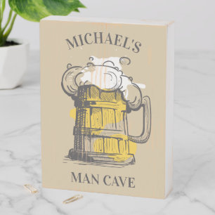 Custom text Beer Ilustration Wooden Box Sign