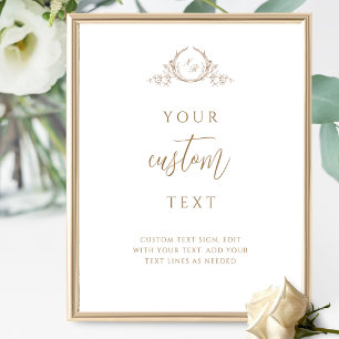 Custom Text Beige, Script Monogram Wedding Sign