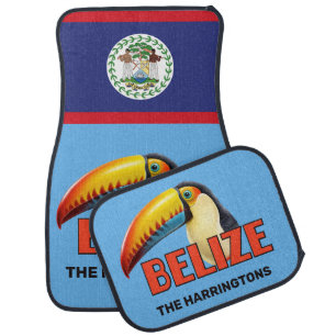 Custom Text BELIZE Toucan Car Floor Mat