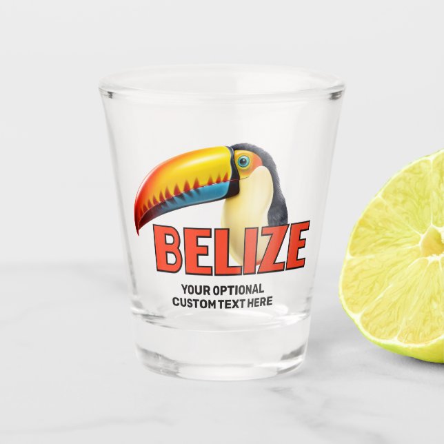 Custom Text BELIZE Toucan Shot Glass (Front)