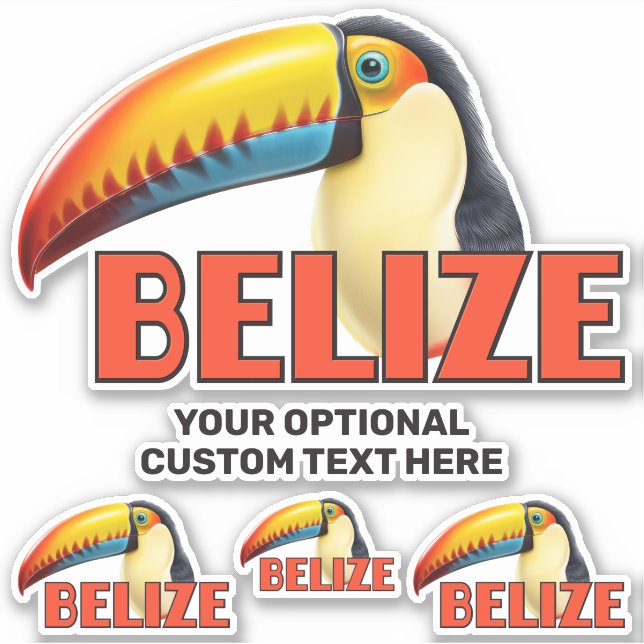 Custom Text BELIZE Toucan Sticker (Front)