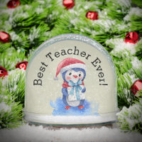 Custom Text, Best Teacher Watercolor Blue Penguin