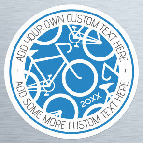 Custom Text Bicycle Blue Classic Round Sticker