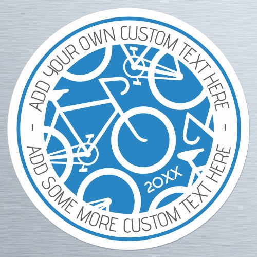 Custom Text Bicycle Blue Classic Round Sticker