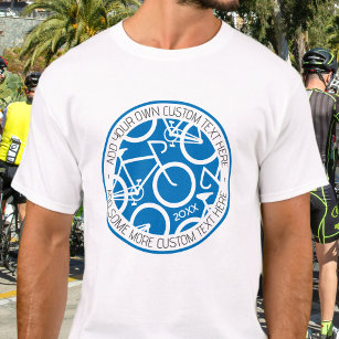 Custom Text Bicycle Blue T-Shirt