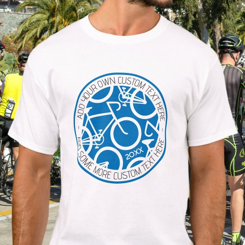 Custom Text Bicycle Blue T_Shirt