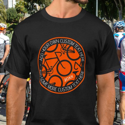Custom Text Bicycle Orange  Black T_Shirt