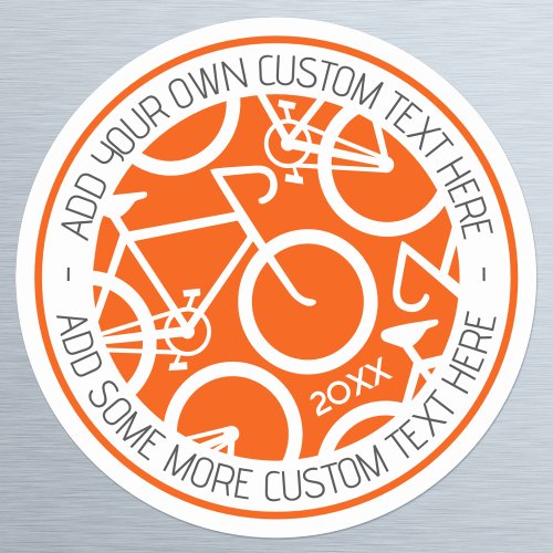 Custom Text Bicycle Orange Classic Round Sticker